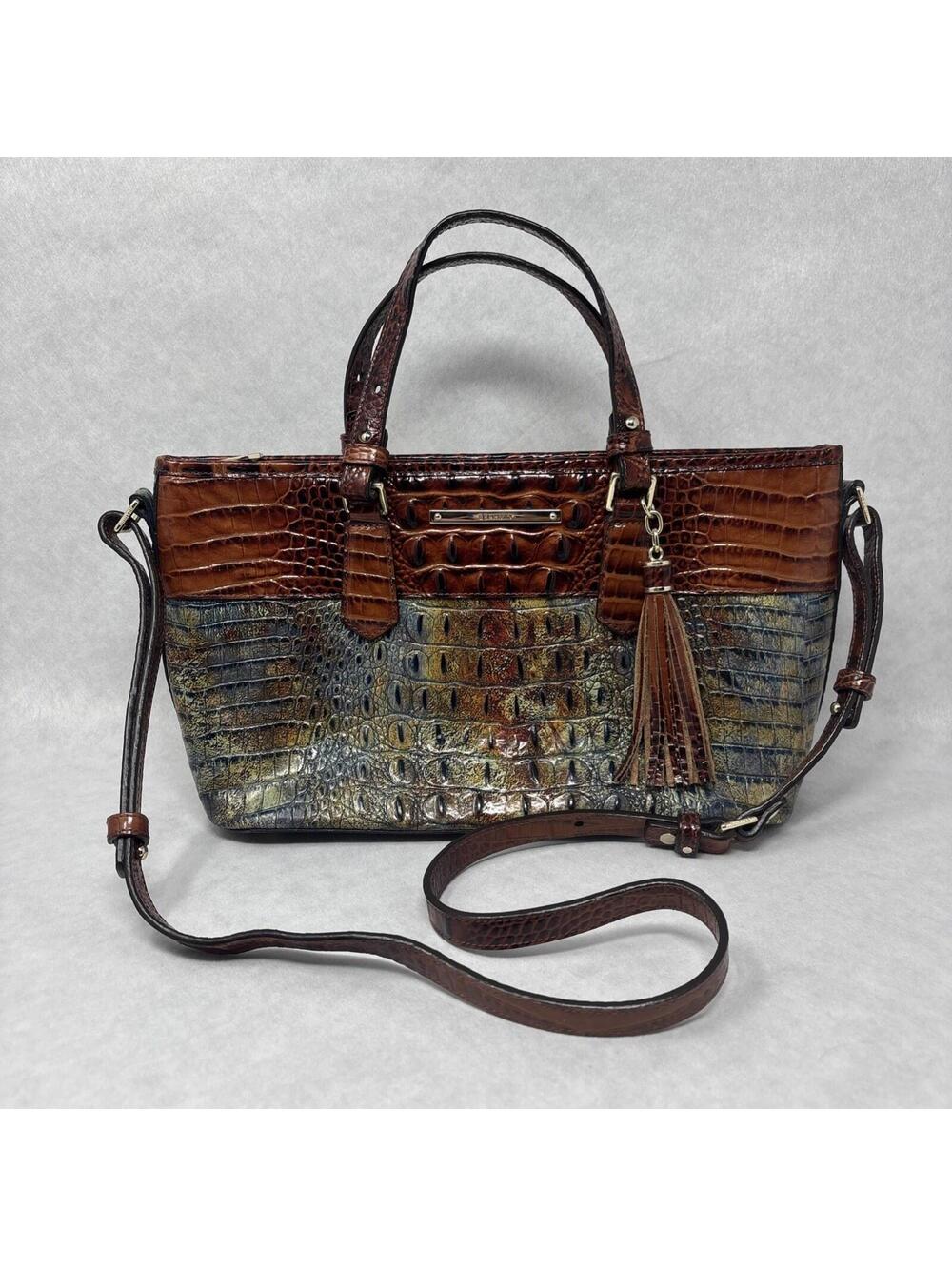 Brahmin Mini Asher Satchel Cross Cedar Livingston Melbourne Leather Handbag EUC